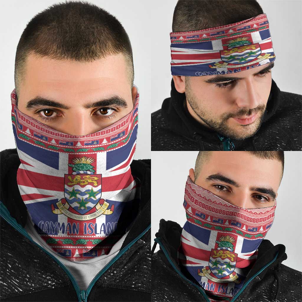 Cayman Islands Christmas Neck Gaiter Coat Of Arms - Flag Style - Wonder Print Shop