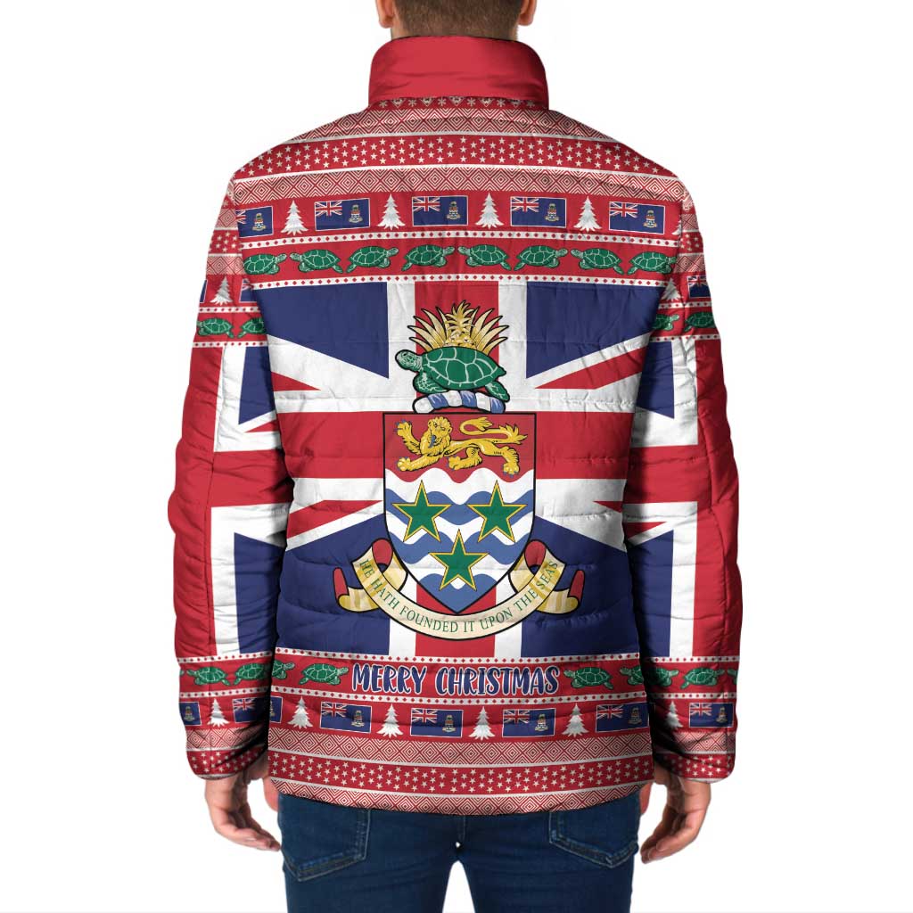 Cayman Islands Christmas Padded Jacket Coat Of Arms - Flag Style - Wonder Print Shop
