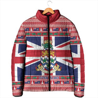 Cayman Islands Christmas Padded Jacket Coat Of Arms - Flag Style - Wonder Print Shop