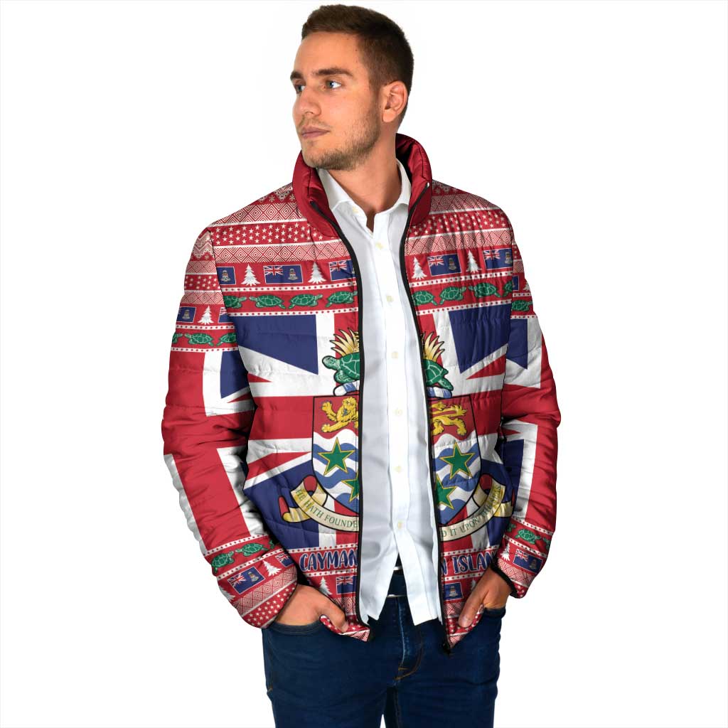 Cayman Islands Christmas Padded Jacket Coat Of Arms - Flag Style - Wonder Print Shop
