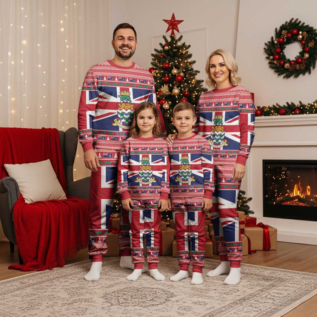 Cayman Islands Christmas Pajama Set Coat Of Arms - Flag Style - Wonder Print Shop