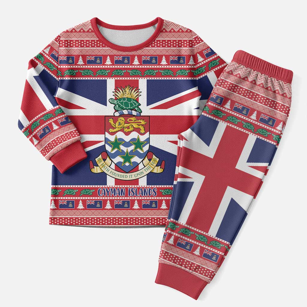 Cayman Islands Christmas Pajama Set Coat Of Arms - Flag Style - Wonder Print Shop