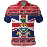 Cayman Islands Christmas Polo Shirt Coat Of Arms - Flag Style - Wonder Print Shop