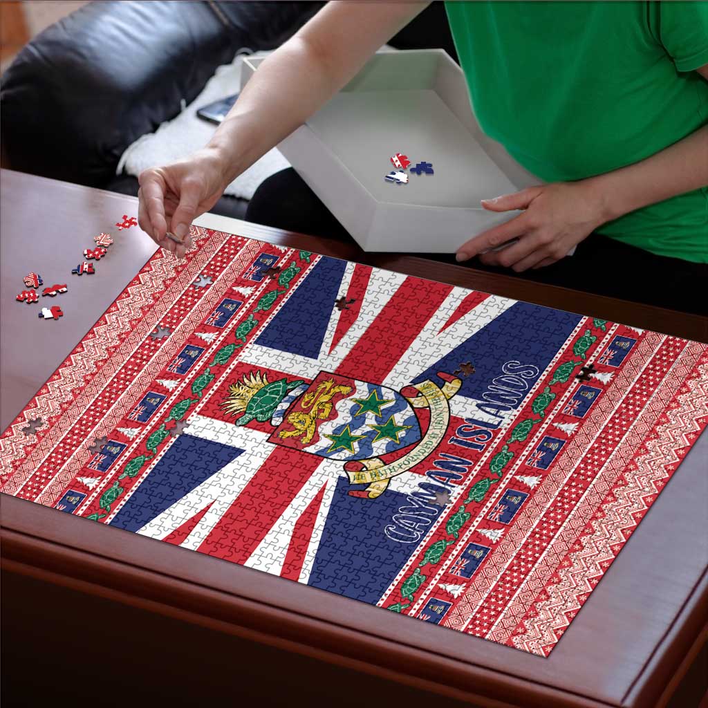 Cayman Islands Christmas Puzzle Coat Of Arms - Flag Style - Wonder Print Shop