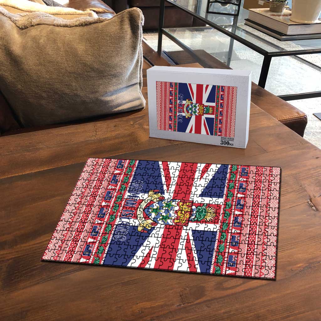 Cayman Islands Christmas Puzzle Coat Of Arms - Flag Style - Wonder Print Shop