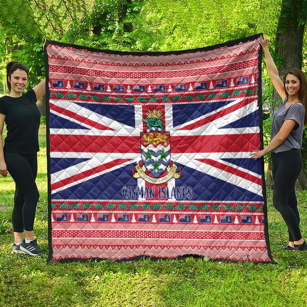 Cayman Islands Christmas Quilt Coat Of Arms - Flag Style - Wonder Print Shop
