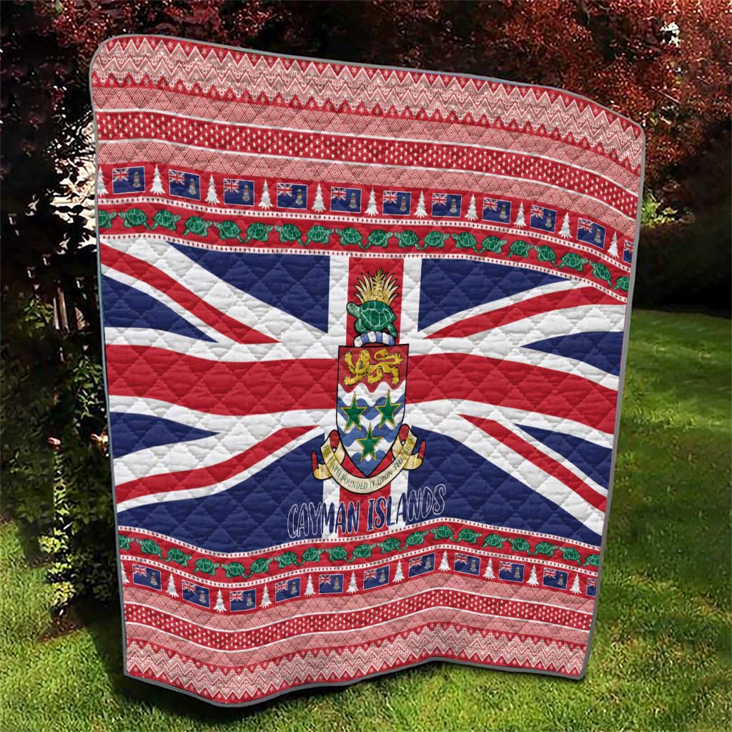 Cayman Islands Christmas Quilt Coat Of Arms - Flag Style - Wonder Print Shop