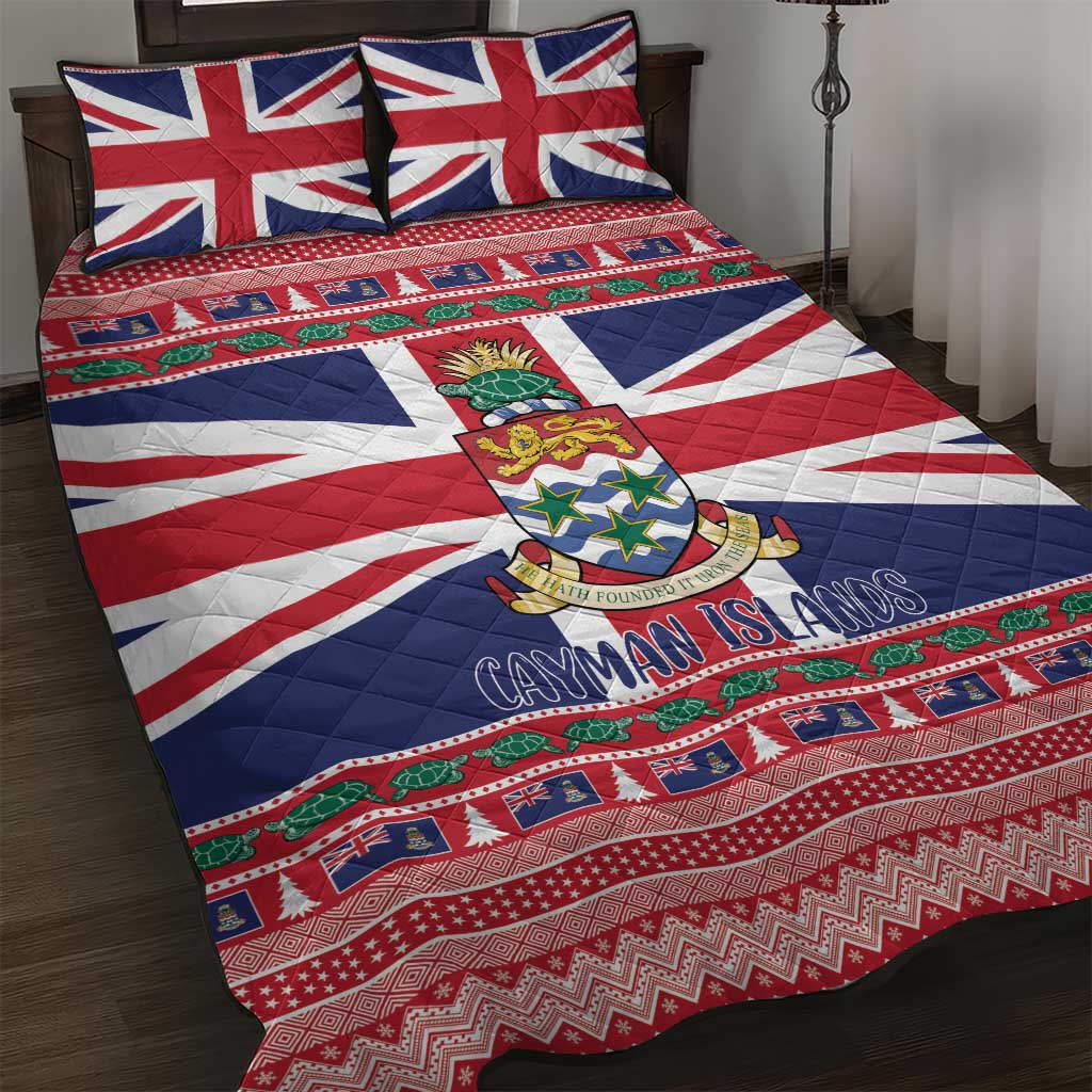 Cayman Islands Christmas Quilt Bed Set Coat Of Arms - Flag Style - Wonder Print Shop