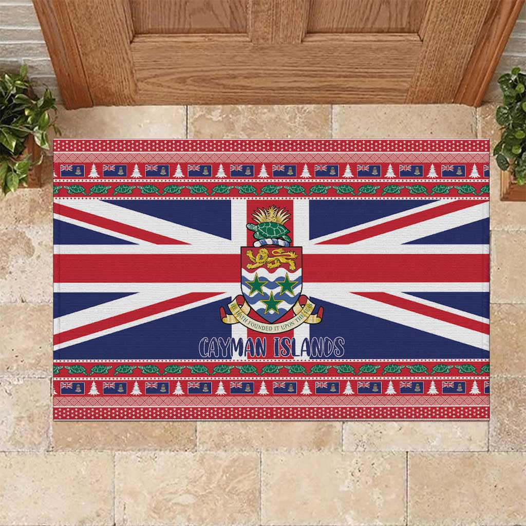 Cayman Islands Christmas Rubber Doormat Coat Of Arms - Flag Style - Wonder Print Shop