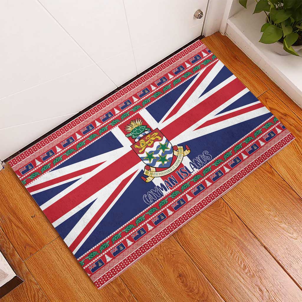 Cayman Islands Christmas Rubber Doormat Coat Of Arms - Flag Style - Wonder Print Shop