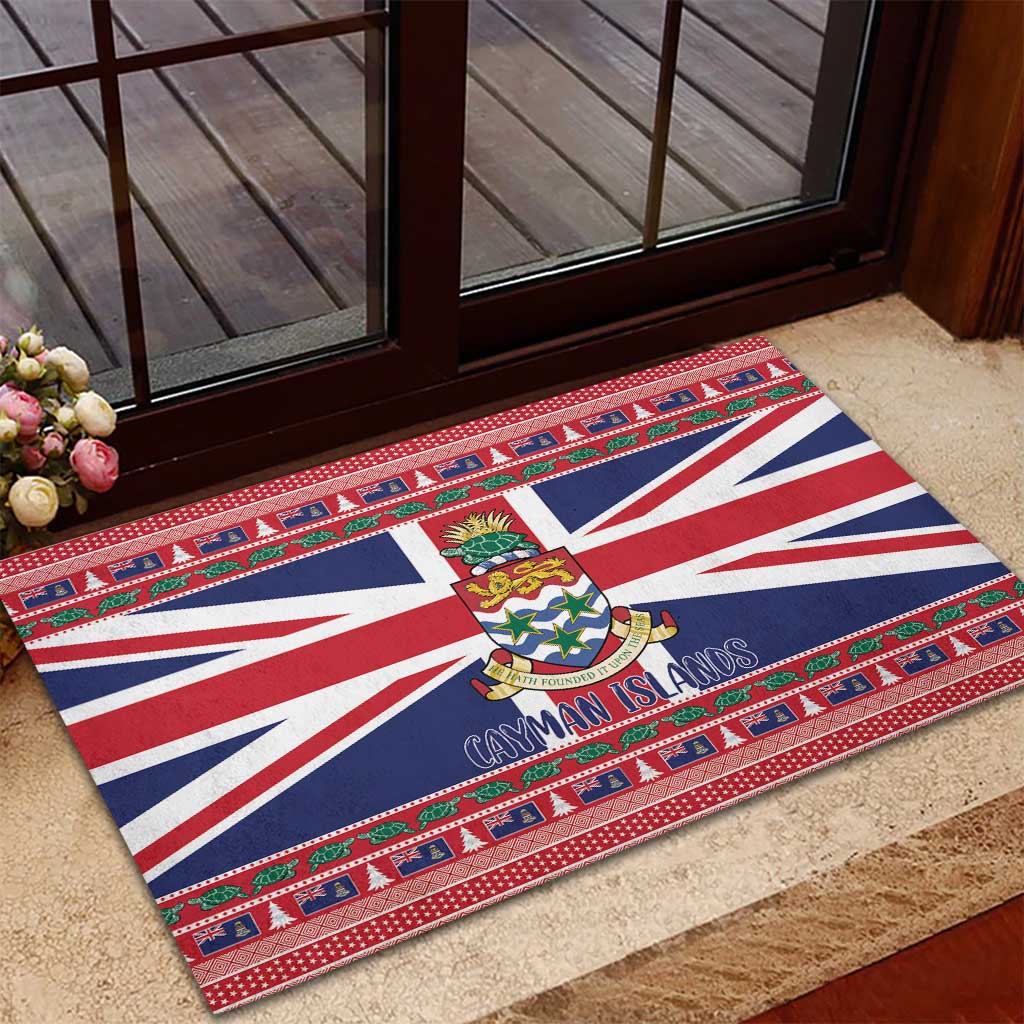 Cayman Islands Christmas Rubber Doormat Coat Of Arms - Flag Style - Wonder Print Shop