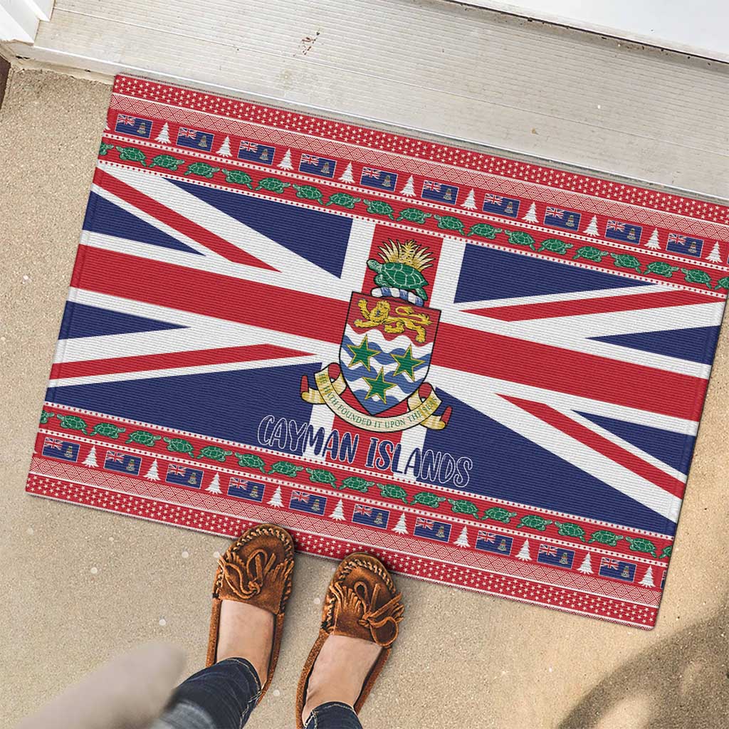 Cayman Islands Christmas Rubber Doormat Coat Of Arms - Flag Style - Wonder Print Shop