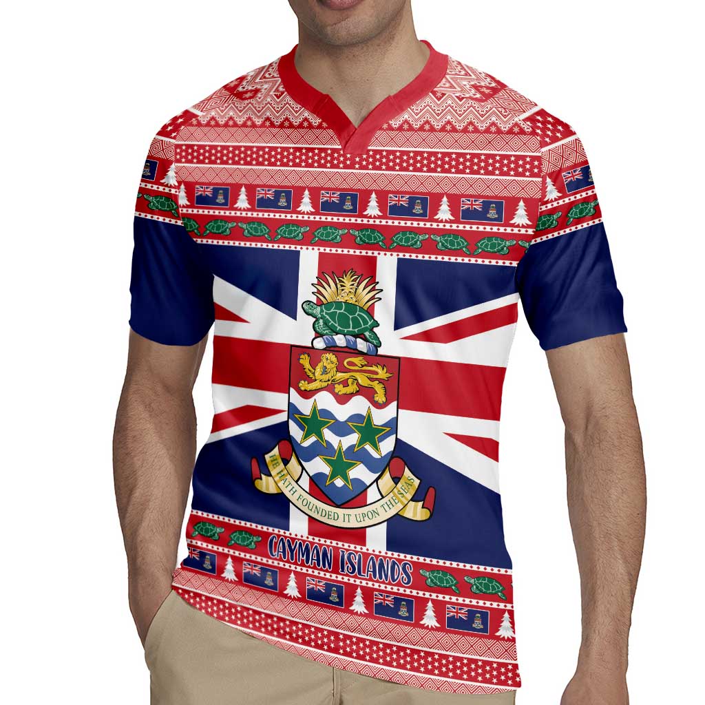 Cayman Islands Christmas Rugby Jersey Coat Of Arms - Flag Style - Wonder Print Shop