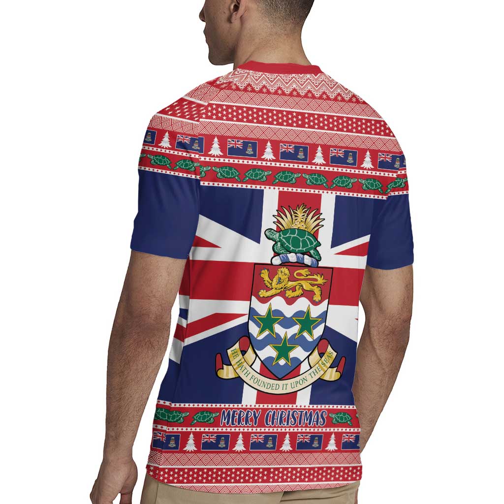 Cayman Islands Christmas Rugby Jersey Coat Of Arms - Flag Style - Wonder Print Shop