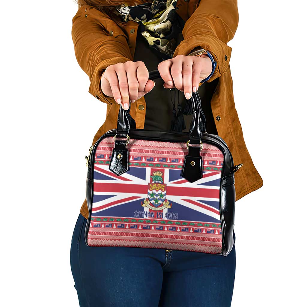 Cayman Islands Christmas Shoulder Handbag Coat Of Arms - Flag Style - Wonder Print Shop