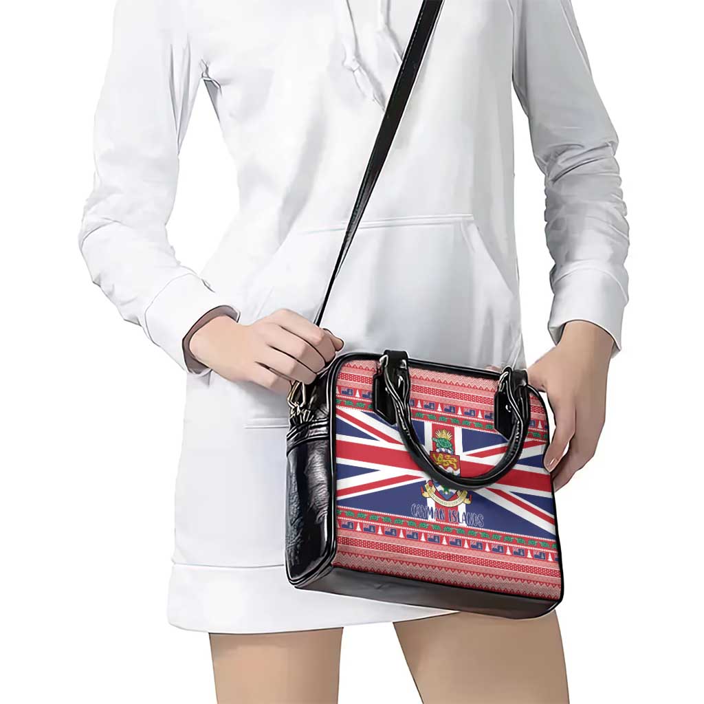 Cayman Islands Christmas Shoulder Handbag Coat Of Arms - Flag Style - Wonder Print Shop