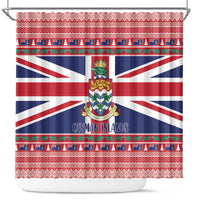 Cayman Islands Christmas Shower Curtain Coat Of Arms - Flag Style - Wonder Print Shop