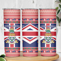 Cayman Islands Christmas Skinny Tumbler Coat Of Arms - Flag Style - Wonder Print Shop