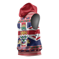 Cayman Islands Christmas Sleeveless Hoodie Coat Of Arms - Flag Style - Wonder Print Shop