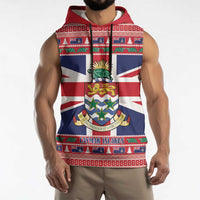 Cayman Islands Christmas Sleeveless Hoodie Coat Of Arms - Flag Style - Wonder Print Shop