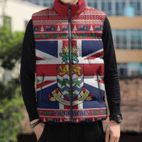 Cayman Islands Christmas Sleeveless Puffer Jacket Coat Of Arms - Flag Style - Wonder Print Shop