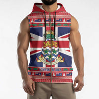 Cayman Islands Christmas Sleeveless Zip Hoodie Coat Of Arms - Flag Style - Wonder Print Shop