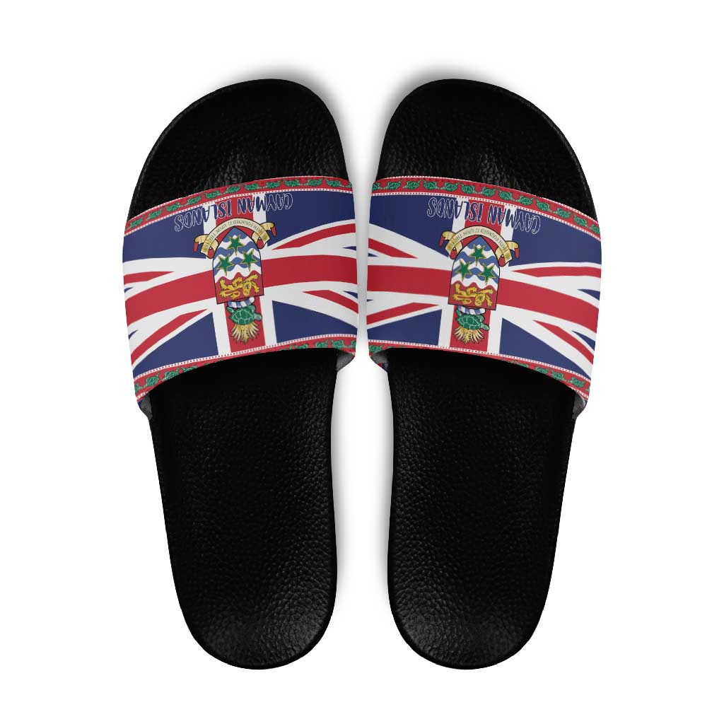 Cayman Islands Christmas Slide Sandals Coat Of Arms - Flag Style - Wonder Print Shop