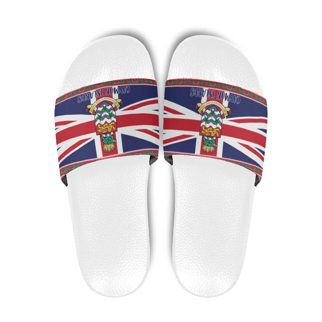 Cayman Islands Christmas Slide Sandals Coat Of Arms - Flag Style - Wonder Print Shop