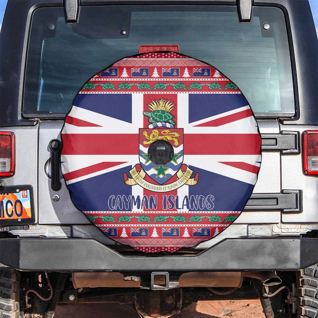 Cayman Islands Christmas Spare Tire Cover Coat Of Arms - Flag Style - Wonder Print Shop