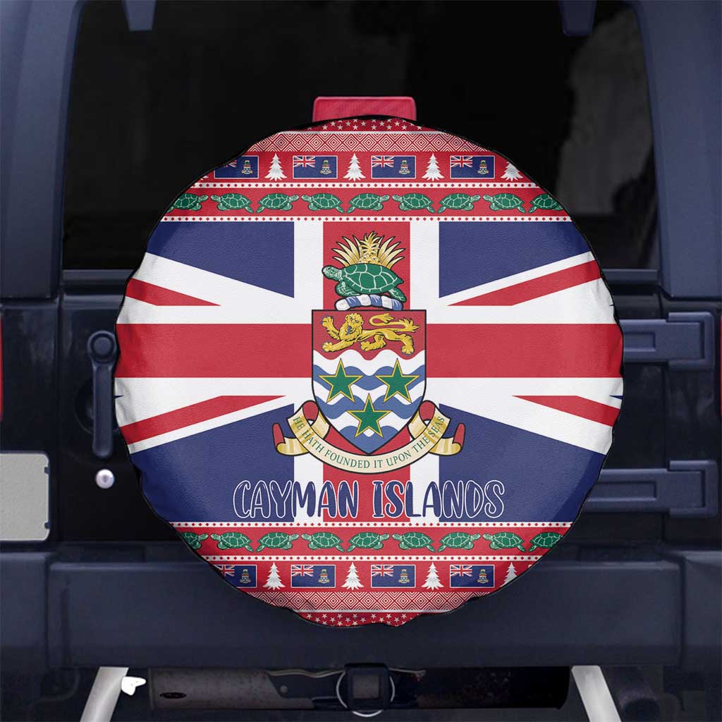 Cayman Islands Christmas Spare Tire Cover Coat Of Arms - Flag Style - Wonder Print Shop