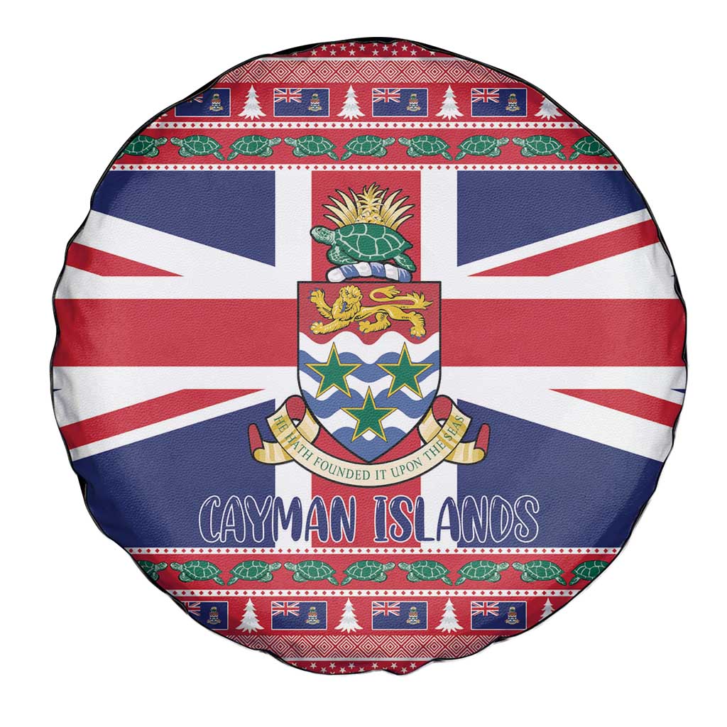 Cayman Islands Christmas Spare Tire Cover Coat Of Arms - Flag Style - Wonder Print Shop