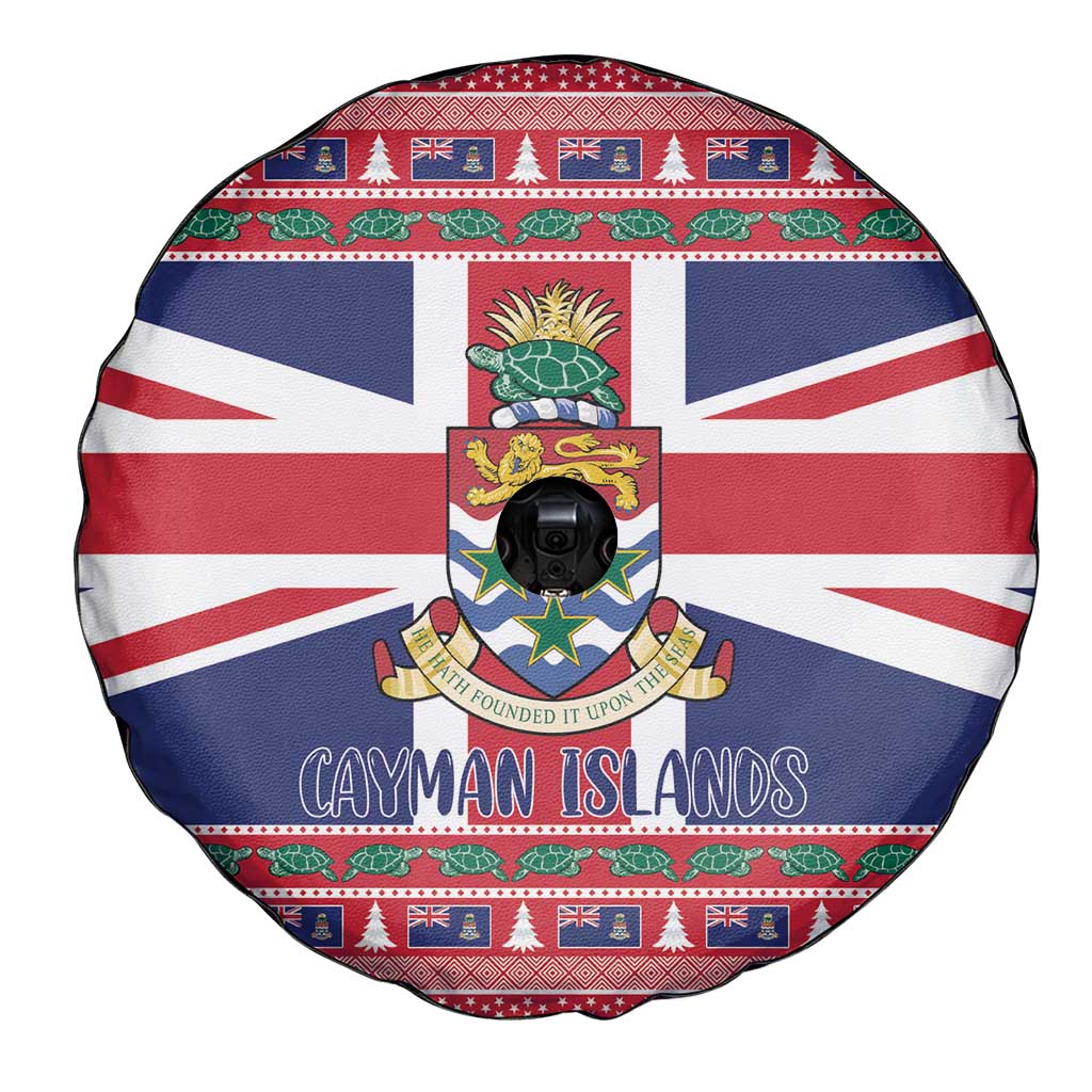 Cayman Islands Christmas Spare Tire Cover Coat Of Arms - Flag Style - Wonder Print Shop