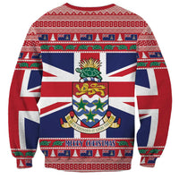 Cayman Islands Christmas Sweatshirt Coat Of Arms - Flag Style - Wonder Print Shop