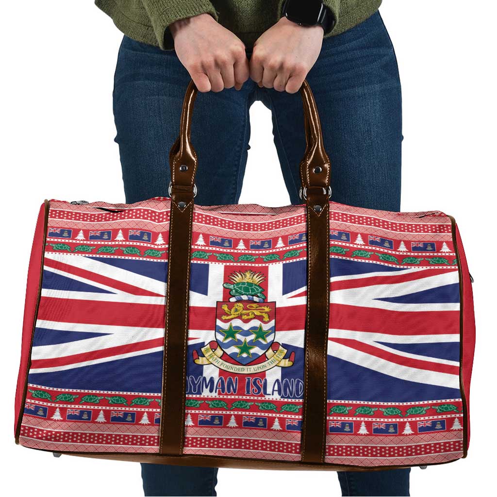 Cayman Islands Christmas Travel Bag Coat Of Arms - Flag Style - Wonder Print Shop