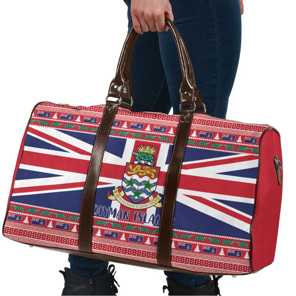 Cayman Islands Christmas Travel Bag Coat Of Arms - Flag Style - Wonder Print Shop