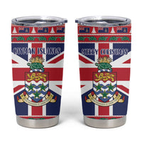 Cayman Islands Christmas Tumbler Cup Coat Of Arms - Flag Style - Wonder Print Shop