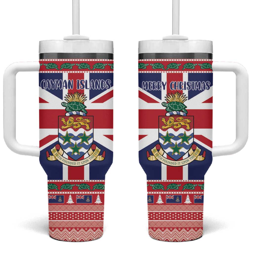 Cayman Islands Christmas Tumbler With Handle Coat Of Arms - Flag Style - Wonder Print Shop