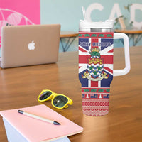 Cayman Islands Christmas Tumbler With Handle Coat Of Arms - Flag Style - Wonder Print Shop