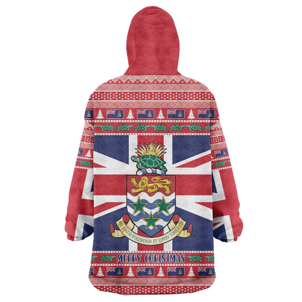 Cayman Islands Christmas Wearable Blanket Hoodie Coat Of Arms - Flag Style - Wonder Print Shop