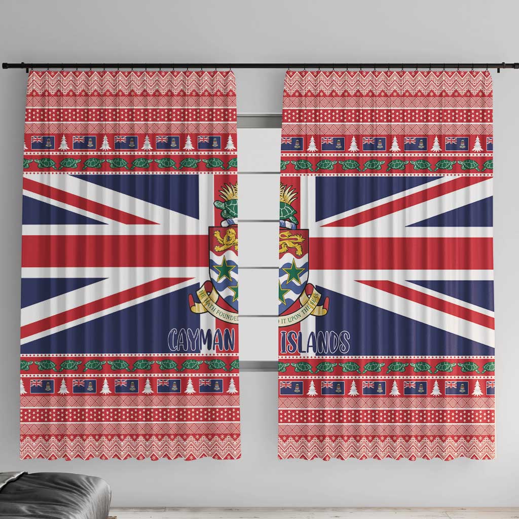 Cayman Islands Christmas Window Curtain Coat Of Arms - Flag Style - Wonder Print Shop