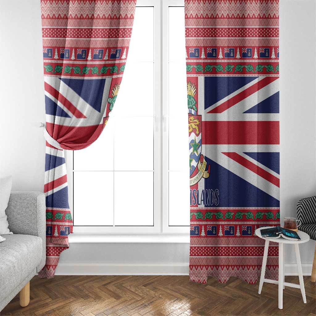 Cayman Islands Christmas Window Curtain Coat Of Arms - Flag Style - Wonder Print Shop