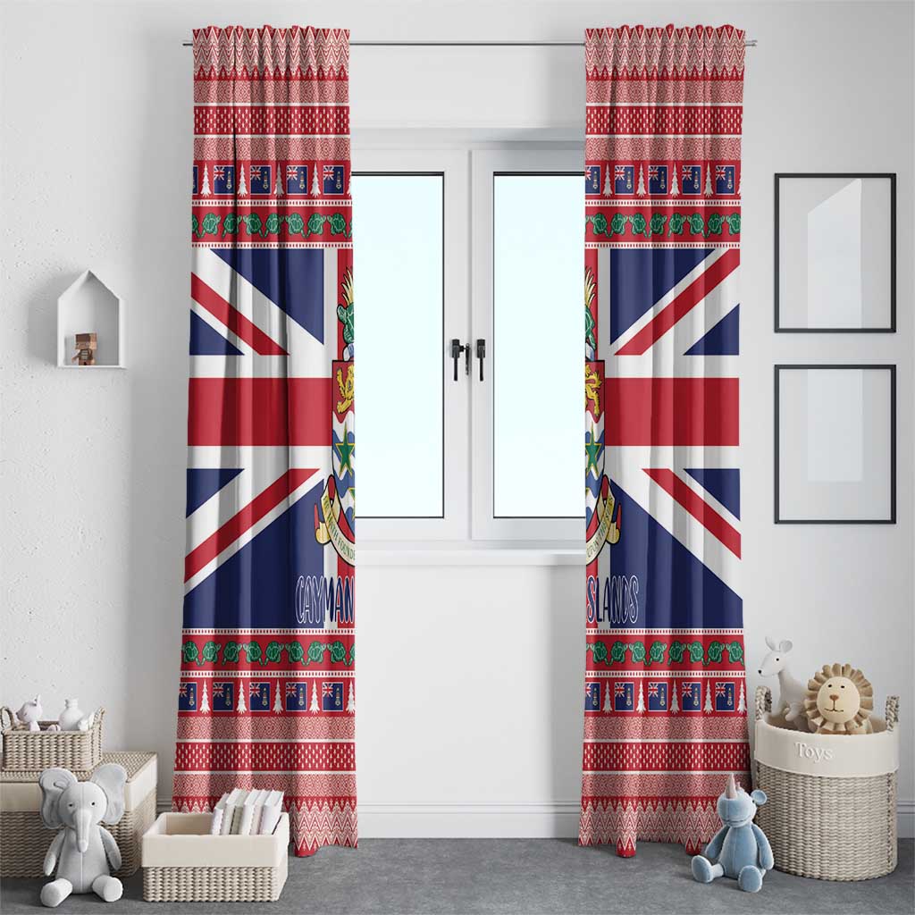 Cayman Islands Christmas Window Curtain Coat Of Arms - Flag Style - Wonder Print Shop