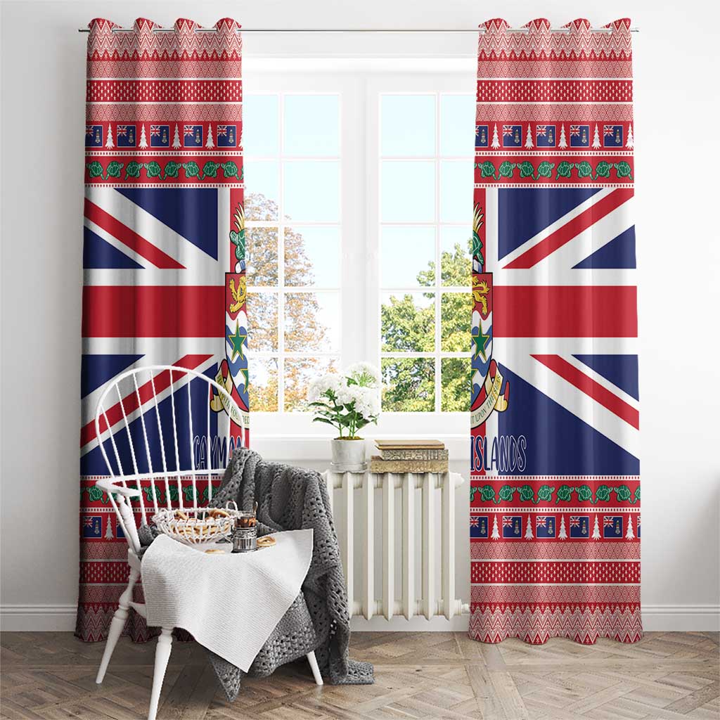 Cayman Islands Christmas Window Curtain Coat Of Arms - Flag Style - Wonder Print Shop