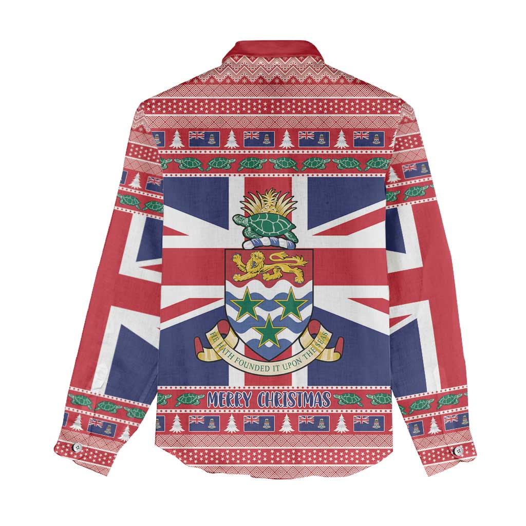 Cayman Islands Christmas Women Casual Shirt Coat Of Arms - Flag Style - Wonder Print Shop
