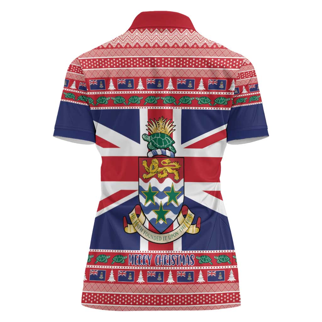 Cayman Islands Christmas Women Polo Shirt Coat Of Arms - Flag Style - Wonder Print Shop