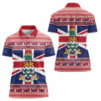Cayman Islands Christmas Women Polo Shirt Coat Of Arms - Flag Style - Wonder Print Shop