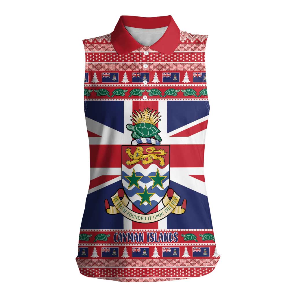 Cayman Islands Christmas Women Sleeveless Polo Shirt Coat Of Arms - Flag Style - Wonder Print Shop