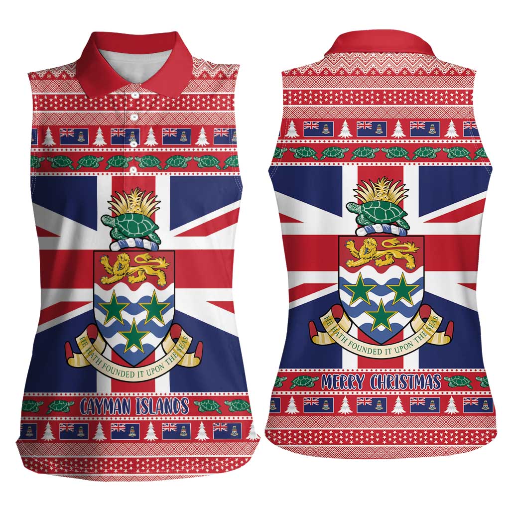 Cayman Islands Christmas Women Sleeveless Polo Shirt Coat Of Arms - Flag Style - Wonder Print Shop
