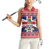 Cayman Islands Christmas Women Sleeveless Polo Shirt Coat Of Arms - Flag Style - Wonder Print Shop