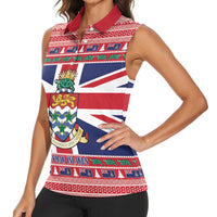 Cayman Islands Christmas Women Sleeveless Polo Shirt Coat Of Arms - Flag Style - Wonder Print Shop